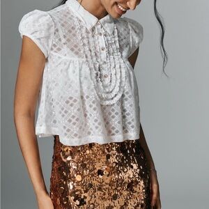 Anthropologie White Lace Blouse